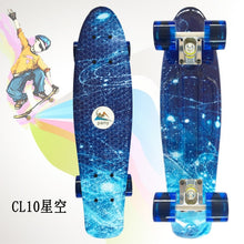 Load image into Gallery viewer, Illusion sky design 22inch Skateboard Mini Cruiser Skateboard Plastic Longboard Banana Fishboard good quality level for adults
