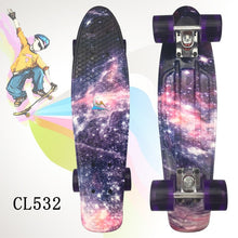 Load image into Gallery viewer, Illusion sky design 22inch Skateboard Mini Cruiser Skateboard Plastic Longboard Banana Fishboard good quality level for adults
